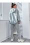 3 Thread Happiness Sweatshirt Sweatpants Jogger - Gray Printed Top and Bottom Tracksuit Set with Hood - 3