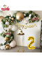 2 Years Old Happy Calligraphy Green-Silver White Balloon Chain Birthday Party Milk Set - 2