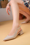 Women's Beige Patent Leather Banded New Season V Mouth Shoes - 2