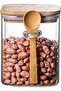 600ML Square Glass Jar with Bamboo Lid & Spoon – Airtight Storage for Sugar, Coffee
