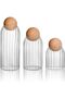 Glass Jars with Round Cork Lids, Set of 3 Airtight Canisters for Coffee, Nuts & Storage