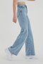 Bt16713337 Jeans Women Blue High Waist Stretch Fabric Loose Denim Pants - 3