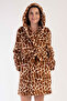 Women's Welsoft Large Size Hooded Long Sleeve Short Pocket Dressing Gown, 303073