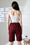 Comfortable Fit Wide Long Combed Cotton Unisex Shorts 21823 Bordo - 4