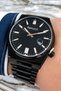 Black Color Steel Cord&Case Mineral Glass Men Wrist Watch with Calendar Zmfer093