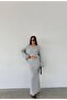 Madonna Collar Women's Knitting Long Skirt Suit - 2