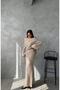Madonna Collar Women's Knitting Long Skirt Suit - 5