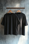 Unisex Siyah-Siyah Oversize 2'li Paket Basic %100 Pamuklu T-Shirt TMNSS24TS00038 - 7