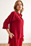 Women's Burgundy Three Quarter Sleeve Front Short Back Long Flowy Shirt Gml- 19001283