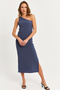 Women's Blue Shoulder Accessory Sleeveless Midi Dress Mod2400 - 6