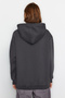 Anthracite Kangaroo Pocket Hooded Boyfriend Ribbed Knitted Thick Sweatshirt - 7