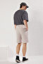 Men's Stone Regular Fit Brit Closure Gabardine Shorts & Bermudas Tmnss25Sr00012 - 4