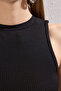 Black*001 Halter Neck Fitted/Crop Stretchy Knitted Blouse Twoss22Bz0879 - 3
