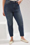 Koyu Mavi Yüksek Bel Destroy Detaylı Esnek Skinny Jeans TBBSS25CJ00011 - 3