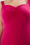 Fuchsia Sweetheart Neckline Midi Length Knitted Plus Size Dress Tbbss25Ah00014 - 3