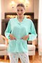 Women's Modal Tire Fabric Long Sleeve Shirt Pajama Set - 2
