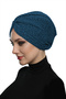 Brocade W Petrol Ready-To-Wear Turban Hijab Bonnet Suitable for Medical Use - 4