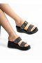 Si̇lva Black Stone Detailed Platform Women's Slippers - 2