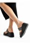 Si̇lva Black Stone Detailed Platform Women's Slippers - 3