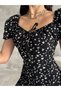 Summer Floral Print Watermelon Sleeve Slit Detail Dress - 2
