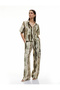 Viscose Short Sleeve Crop Shirt with Applique Double Pocket Detail Tie-Dye Pattern - 2