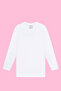 Girl's Undershirt T-Shirt Long Sleeve Badi White 100% Cotton Ribbed