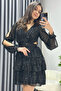 Women's Mini Evening Dress with Sequins - Low Back, Silver Cobalt Blue Beige Red Black - 2