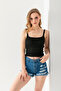 Pompom Patterned Strappy Crop Top, Body, Stylish Comfortable V-Neck Ribbed Sleeveless T-Shirt Crop, Strappy Crop, Top - 5