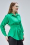 Women's Waist Seated Pleated Green Shirt - 3