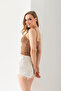 Pompom Patterned Strappy Crop Top, Body, Stylish Comfortable V-Neck Ribbed Sleeveless T-Shirt Crop, Strappy Crop, Top - 5
