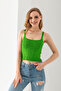 Pompom Patterned Strappy Crop Top, Body, Stylish Comfortable V-Neck Ribbed Sleeveless T-Shirt Crop, Strappy Crop, Top