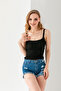 Pompom Patterned Strappy Crop Top, Body, Stylish Comfortable V-Neck Ribbed Sleeveless T-Shirt Crop, Strappy Crop, Top - 7