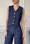 Blue Denim Crop Vest - 3