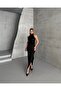 Women's Imported Fabric Sequined Otrishi Rose Detailed Special Design Lined Slit Dress - 2