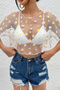 A Quality Daisy Crop Sheer Blouse - Sexi Tulle Crop, Imported Fabric - 3