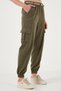 Cotton Standard Fit Normal Waist Elastic Waistband Jogger Trousers Pants 668Yp5045 - 3