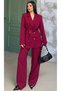 Women's Rose Detailed Jacket and Trousers Set Burgundy