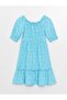 U-Neck Pattern Short Sleeve Girl's Dress (S3)