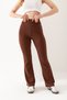 Women's Brown Spanish Leg Crepe High Waist Lycra Recovery Leggings Pants - 6