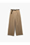 Viscose Linen Blended Straight Wide Leg Fabric Trousers with Pockets - 3