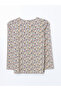 Crew Neck Patterned Women's T-Shirt - 6