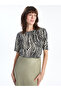 Crew Neck Patterned Women's T-Shirt