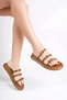 Women's Tan Skin 3 Buckle Orthopedic Sole Slippers - 3