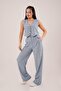 Linen Vest Trousers Blue Double Set