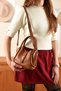Women's Lock-Detail High-Quality Leather Crossbody Bag Shoulder Bag with Makeup Bag - 7