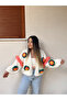 3D Floral Motif Hand Knitted Cardigan