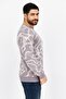 Men Crew Neck Abstract Sweater, Grey - 3