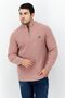 Men High Neck Long Sleeve Embroidered Logo Sweater, Duty Pink