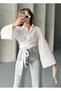 Women's New Season White Lacing Detailed Shirt