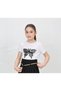 Girl's Short Sleeve Crew Neck Butterfly Patterned T-Shirt